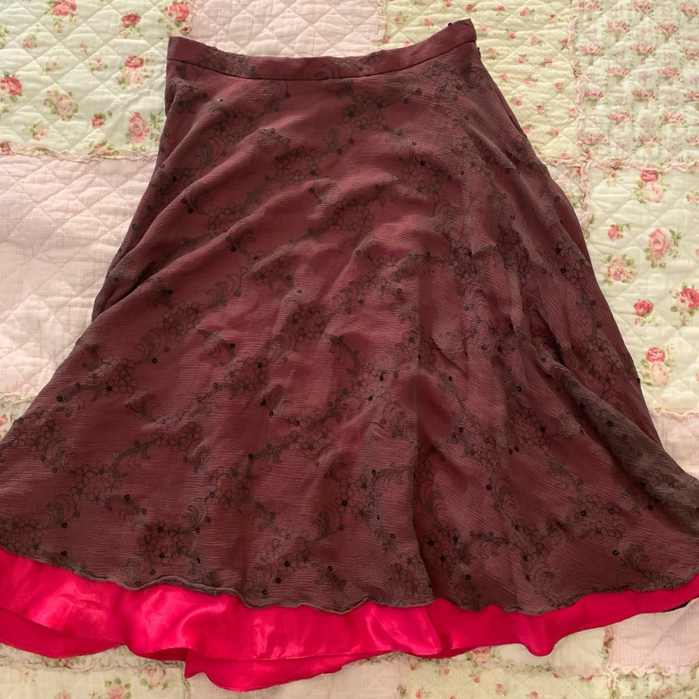 Anne Klein sequined mesh overlay midi skirt